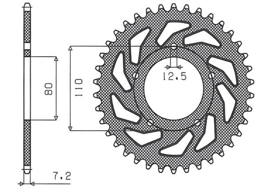 Rear sprocket 4350 45T Honda VT 600C Shadow 90-07, XRV 750 Africa Twin 93-03 (JTR1332.45) chain 525 (435045JT)