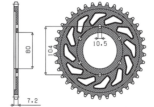 Rear sprocket 4359 40T Kawasaki ZX-6R 98-02, Z 1000 07-09, ZX-10R 04-15 (JTR1489.40) chain 525 (435940JT)