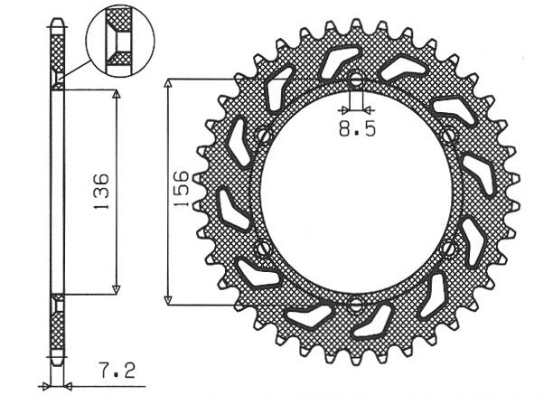 Rear sprocket 4365 43T Suzuki DR 650 SE 96-12 (JTR1791.43) chain 525 (436543JT)