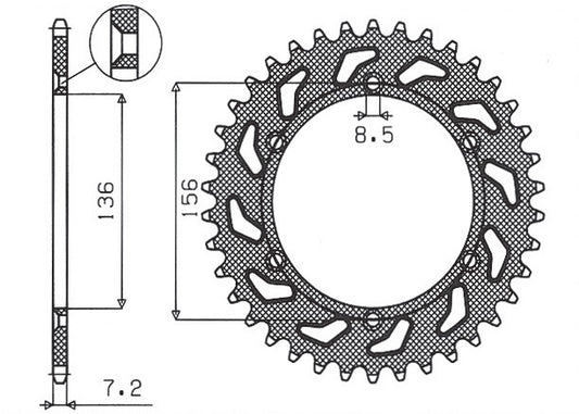 Rear sprocket 4365 43T Suzuki DR 650 SE 96-12 (JTR1791.43) chain 525 (436543JT)