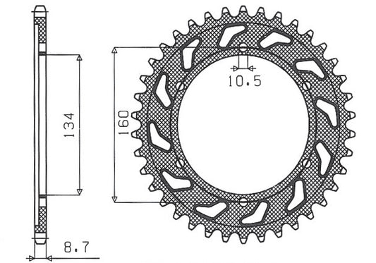 Rear sprocket 4399 40T Honda CBR 1000RR 04-05, VTR 1000 SP1, SP2 00-06 (JTR1306.40) chain 530 (439940JT)