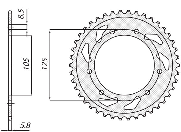 Rear sprocket 4402 53T Derbi Senda 50R, SM, Aprilia RX 50, MBK 50 (JTR1131.53) chain 420 (440253JT)