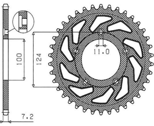 Rear sprocket 4443 36T Ducati 749 03-06 (JTR744.36) chain 525 (444336JT)