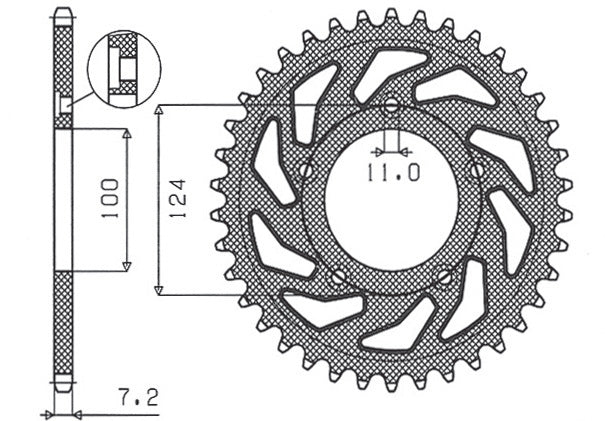 Rear sprocket 4443 38T Ducati 749 03-06 (JTR744.38) chain 525 (444338JT)