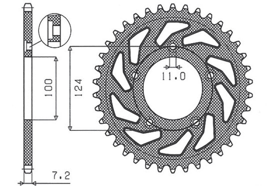 Rear sprocket 4443 38T Ducati 749 03-06 (JTR744.38) chain 525 (444338JT)