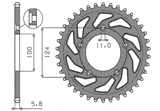 Rear sprocket 4444 38T Ducati Monster, ABS 821 15-20, Panigale 899 14-15, Scrambler ABS 800 15-16 (JTR746.38) chain 520