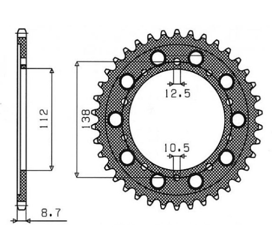 Rear sprocket 4448 45T, 408 45T Honda CBR 600F 91-96, CBF 1000 06-10, CBR 1100 XX 97-07 (SC35) (JTR1871.45, JTR302.45) chain 530