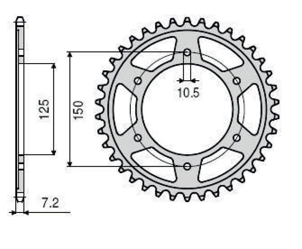 Rear sprocket 4454 44T KTM 950, 990, 1190 Adventure, R LC8 03-16 (JTR899.44) chain 525 (445444JT)