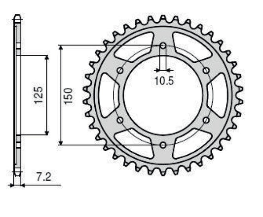 Rear sprocket 4454 44T KTM 950, 990, 1190 Adventure, R LC8 03-16 (JTR899.44) chain 525 (445444JT)