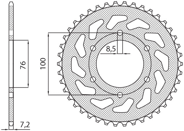 Rear sprocket 4513 48T Yamaha YZF 125R 08-15 (JTR1844.48) chain 428 (451348JT)