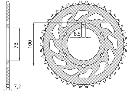 Rear sprocket 4513 48T Yamaha YZF 125R 08-15 (JTR1844.48) chain 428 (451348JT)