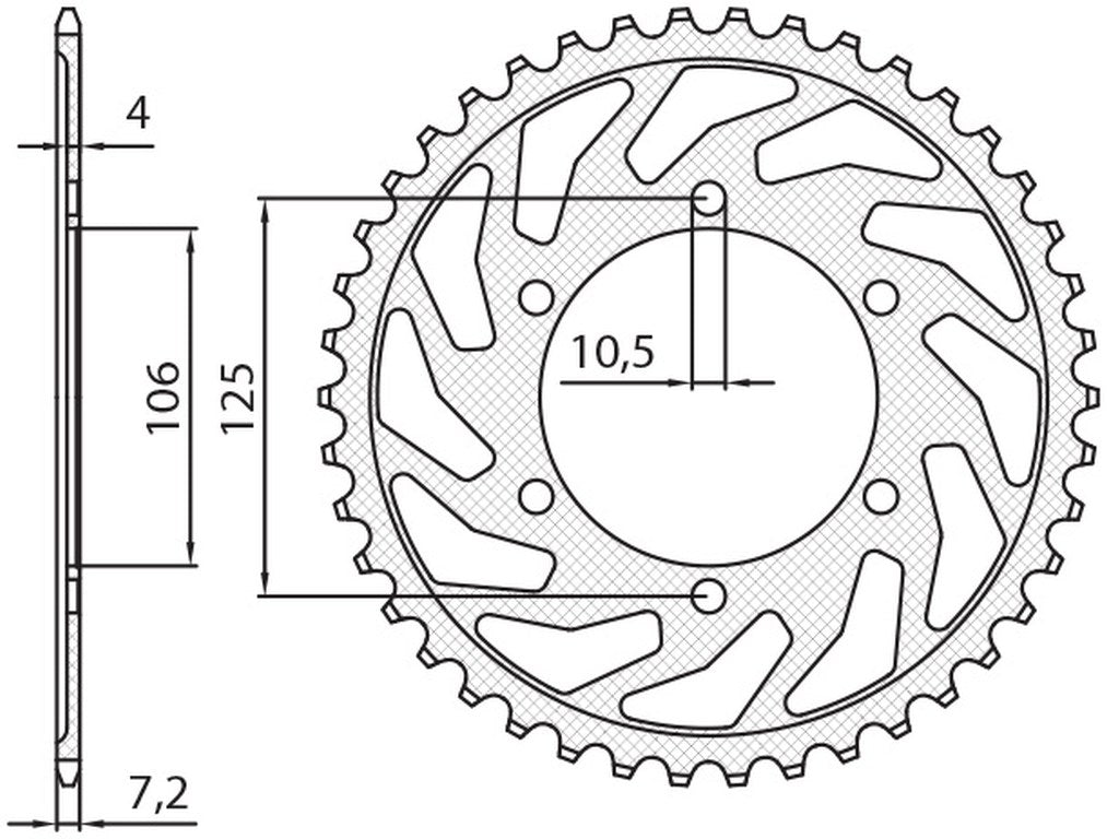 Rear sprocket 4529 49T Triumph 675 06-16 (JTR2014.49) chain 525 (452949JT)