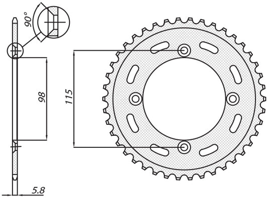 Rear sprocket 4552 48T KTM SX 65 12-15 (JTR894.48) chain 420 (455248JT)