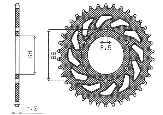 Rear sprocket 468 46T Kawasaki BN 125 Eliminator 98-09 (JTR468.46) chain 428 (46846JT)