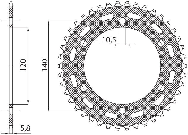 Rear sprocket 475 42T Kawasaki KLR 250 84-05 (JTR1490.42) chain 520 (47542JT)