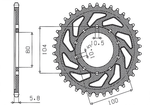 Rear sprocket 478 39T Kawasaki ZX-6R 05-13, Z750 (JTR478.39) chain 520 (47839JT)