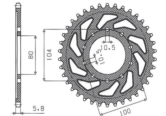 Rear sprocket 478 40T Kawasaki ZX-6R 05-13, Z750 (JTR478.40) chain 520 (47840JT)