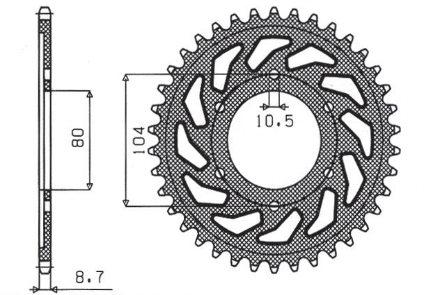 Rear sprocket 488 42T Kawasaki ZRX 1200 R, S 01-06, ZXR 750 91-92 (JTR488.42) chain 530 (48842JT)