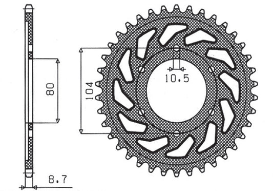 Rear sprocket 488 45T Kawasaki ZX-9R 94-97, ZZR 1200 02-05 (JTR488.45) chain 530 (48845JT)