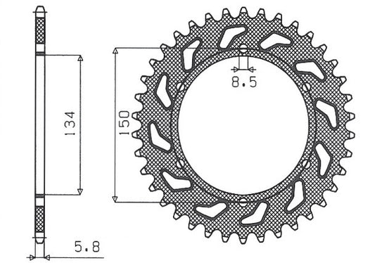 Rear sprocket 489 48T Kawasaki KX, KX-F 84-20 (JTR460.48) chain 520 (48948JT)