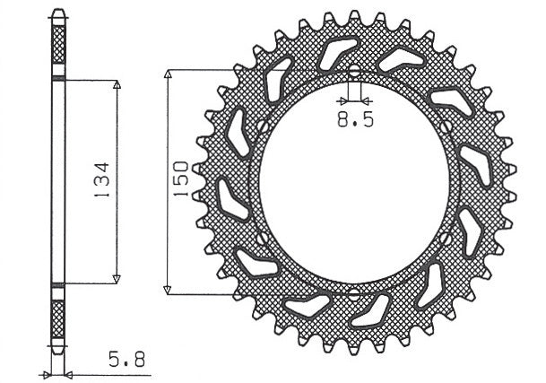 Rear sprocket 489 50T Kawasaki KX, KX-F 84-20 (JTR460.50) chain 520 (48950JT)