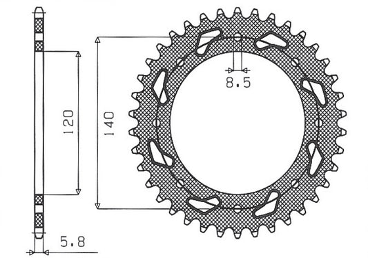 Rear sprocket 491 44T Kawasaki KLE 500 91-07 (JTR487.44) chain 520 (49144JT)