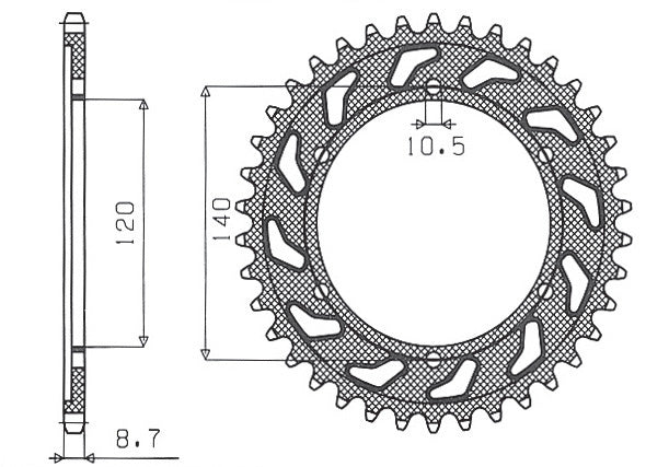 Rear sprocket 498 48T Kawasaki ZZR 600 93-04 (JTR499.48) chain 530 (49848JT)