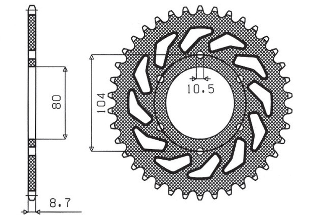 Rear sprocket 501 33T Kawasaki Z 750C 80-87, GPz 1100 81-85, GPz 750 83-89, GPz 750 Turbo 82-87 chain 630
