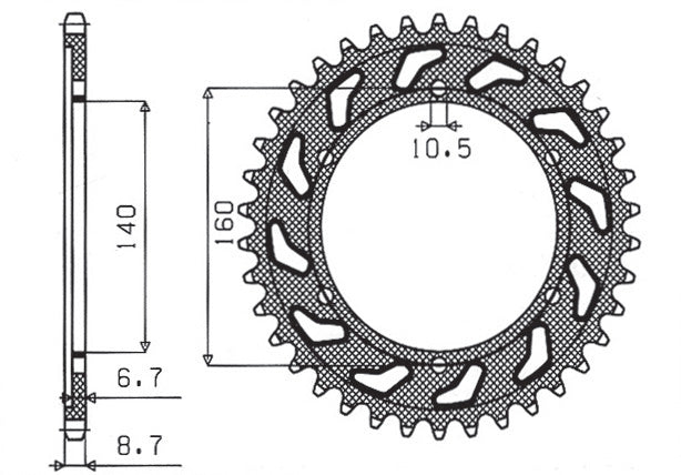 Rear sprocket 502 44T Kawasaki GPX 750R, GPz 750, 900, 1100, ZRX, ZZR 1100 (JTR502.44) chain 530 (50244JT)