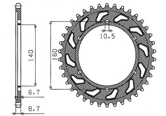 Rear sprocket 502 45T Kawasaki GPX 750R, GPz 750, 900, 1100, ZRX, ZZR 1100 (JTR502.45) chain 530 (50245JT)