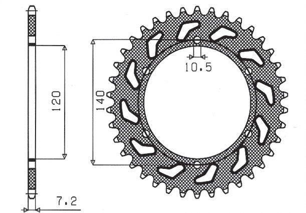 Rear sprocket 5301 38T Kawasaki ZR-7 99-04 (JTR498.38) chain 525 (530138JT)