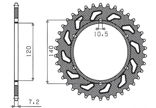 Rear sprocket 5301 38T Kawasaki ZR-7 99-04 (JTR498.38) chain 525 (530138JT)