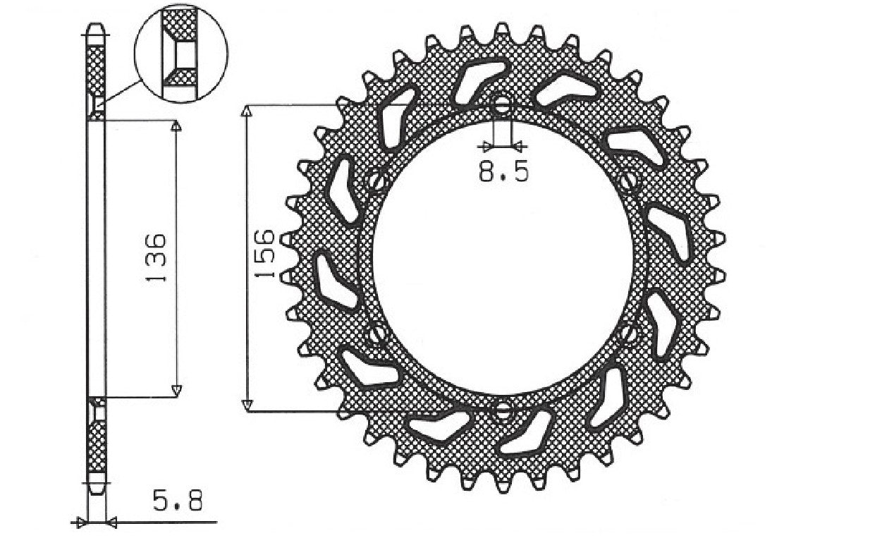 Rear sprocket 702 50T Husqvarna SM 610 08-09, Suzuki DR350 90-03, RGV 250 91-96 (JTR822.50) chain 520 (70250JT)