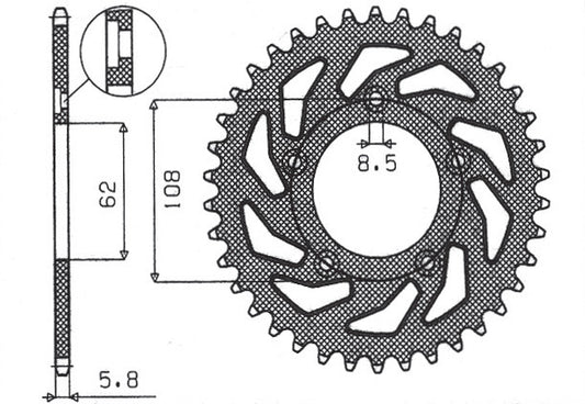 Rear sprocket 714 43T Aprilia RS 125 93-05 (JTR701.43) chain 520 (71443JT)