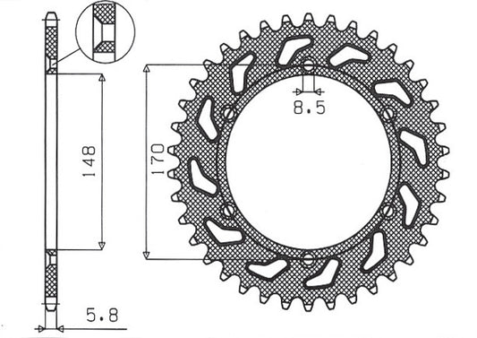 Rear sprocket 804 42T Suzuki DR 600 85-89, DR 650 90-95 (JTR828.42) chain 520 (80442JT)