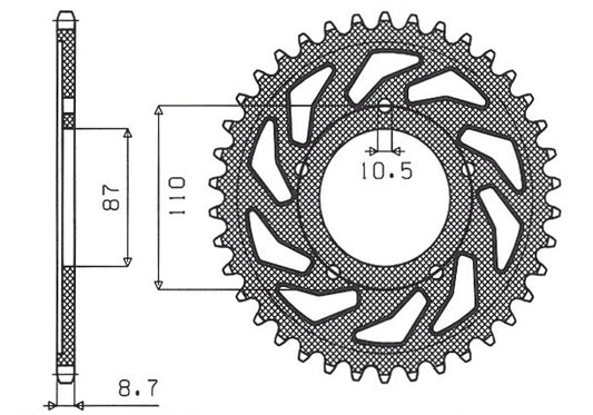 Rear sprocket 824 45T Suzuki GSX 750F 99-06, GSX 600F 92-97 (JTR829.45) chain 530 (82445JT)