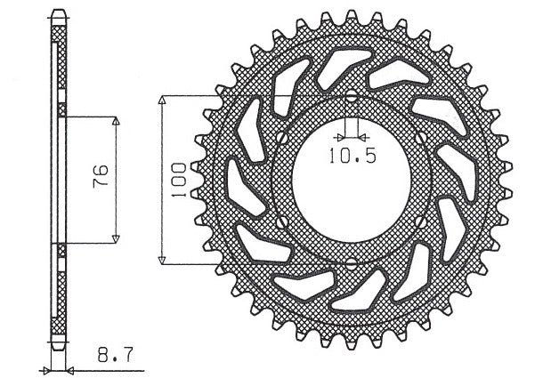 Rear sprocket 825 43T, 816 43T Suzuki GSX-R 1100, GSX-R 750 92-95 (JTR816.43) chain 530 (81643JT)