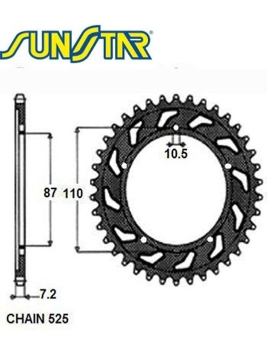 Rear sprocket 828 49T Suzuki GSF 400 Bandit 89-96, GSF 650 Bandit 07-15 chain 525 (82849JT)