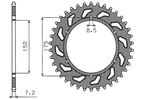 Rear sprocket 844 57T Yamaha DT 125R, RE 99-06 (JTR839.57) chain 428 (84457JT)