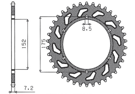 Rear sprocket 844 57T Yamaha DT 125R, RE 99-06 (JTR839.57) chain 428 (84457JT)