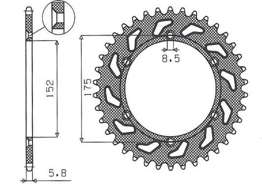 Rear sprocket 856 43T Yamaha TT600R 98-03, TT600S 93-95, YFZ 350 Banshee 89-06 (JTR853.43) chain 520 (85643JT)