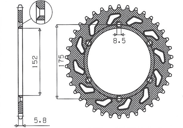 Rear sprocket 856 44T Yamaha TT600R 98-03, TT600S 93-95 (JTR853.44) chain 520 (85644JT)