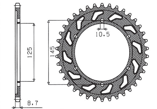 Rear sprocket 865 45T Yamaha FZR 600 92-93 (3HE) (JTR865.45) chain 530 (86545JT)