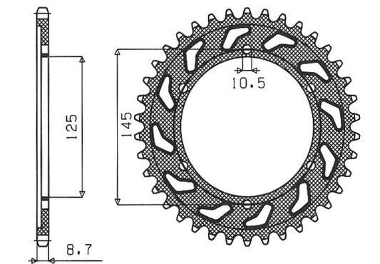 Rear sprocket 865 45T Yamaha FZR 600 92-93 (3HE) (JTR865.45) chain 530 (86545JT)