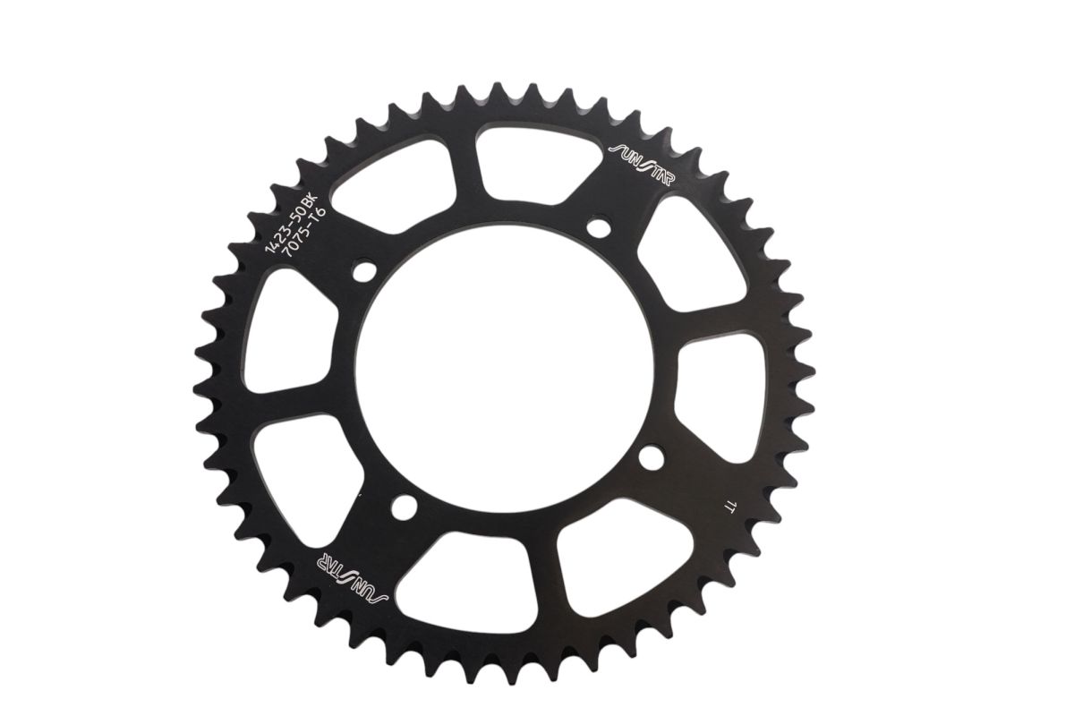 Rear sprocket aluminum (ergal) 467 50T Kawasaki KX 80 86-00 chain 420 (46750JT) black color