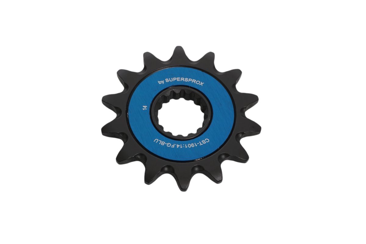 Front sprocket 1248 13T self-cleaning KTM SX, SX-F, EXC, EXC-F 1991-2025, Husqvarna FC, FE, TC, TE 2014-2025 with blue rings – see item description (JTF1901.13)