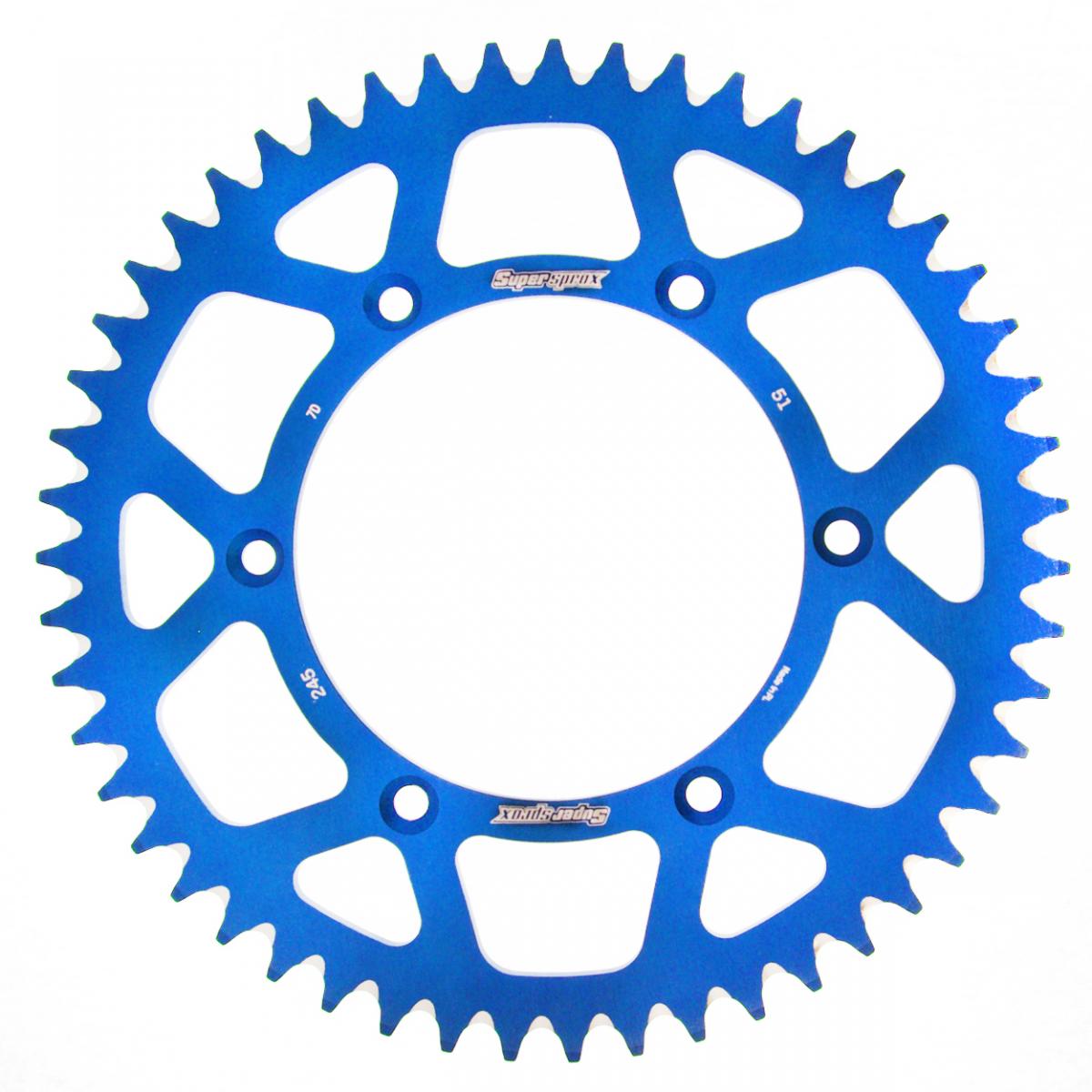 Rear sprocket aluminum 7075-T6 (ergal) 270 51T Yamaha YZ, YZ-F 1999-2018 (JTR251.51) (JTR245/2.51) blue