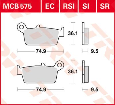 Brake pads KH131 sinter off-road Honda XR 600 91-99, CRF 230 08-10, XR 250 88-97, Yamaha WR 125 98-07 rear