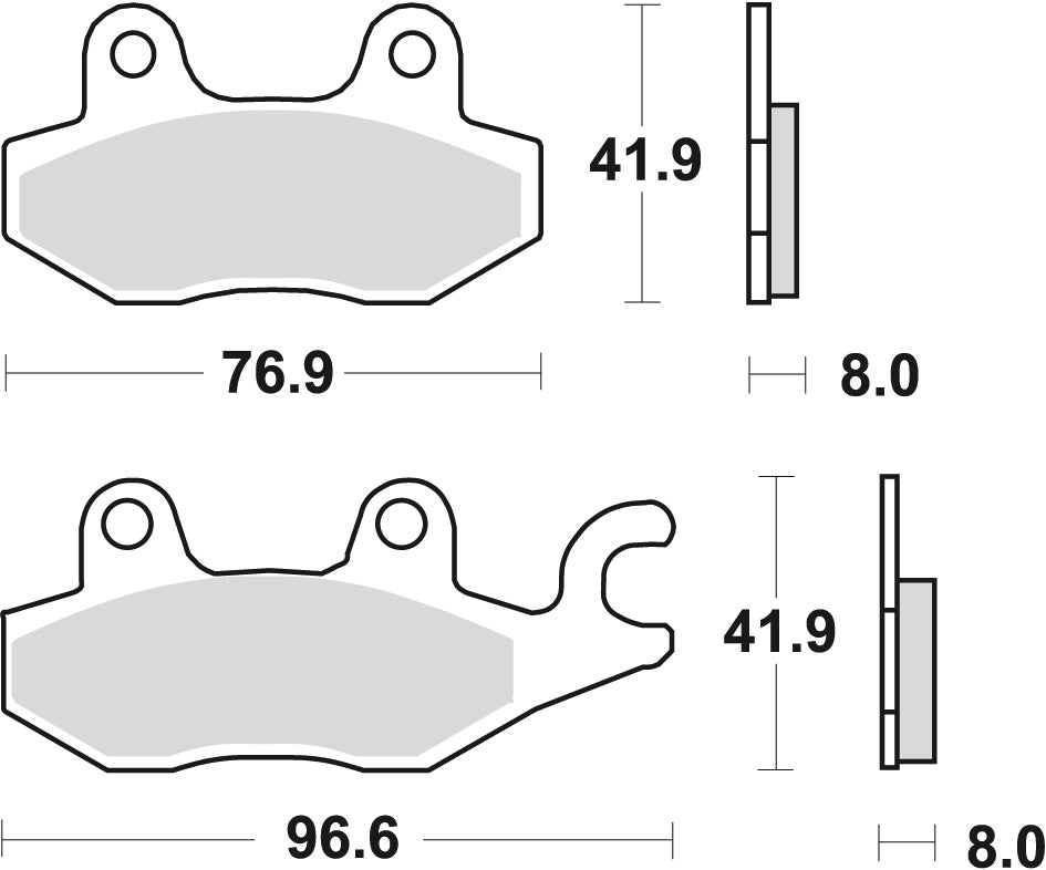 Brake pads KH165 sinter off-road Yamaha XTZ 750 89-97, Suzuki DR 800 91-96, DR 250 82-87, Kawasaki KLF 300 89-07, EX 250 07-17, Honda NSR 50 93-96, CB 125F 14-16 front/rear
