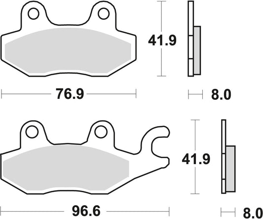 Brake pads KH165 sinter off-road Yamaha XTZ 750 89-97, Suzuki DR 800 91-96, DR 250 82-87, Kawasaki KLF 300 89-07, EX 250 07-17, Honda NSR 50 93-96, CB 125F 14-16 front/rear